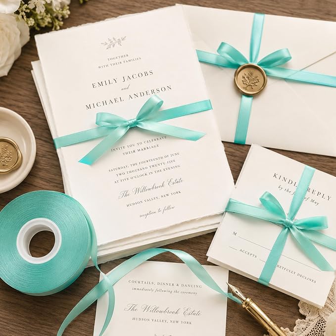3/8In 30Yards Mint Blue Thin Ribbon - Image 8