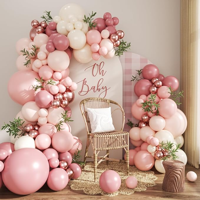 Dusty Pink Balloon Arch Kit for Baby Shower Birthday Decorations | Mauve by CROSSFINGERS