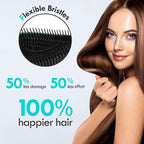 Detangling Hair Brush Set - 2 Pack Detangler Hairbrush with Ultra Soft Bristle for Effortless Tangle Removal - For Dry Wet Damaged Curly Hair for Men Women Girls Boys Kids - Purple & Green