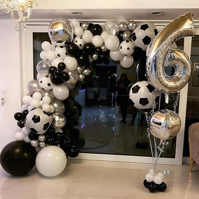 HILAVO Soccer Balloons 18 Inch Black and White Soccer Ball Foil Balloons Print - Image 4