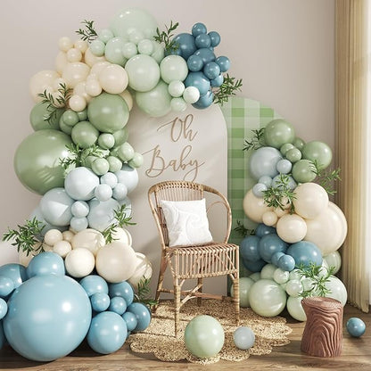 Dusty Blue Sage Green Balloon Arch Kit by CROSSFINGERS