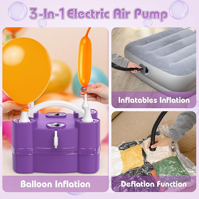 Balloon Pump, Triple Nozzles for 260q Foil Latex Mylar Balloon, 3-in-1 | - Image 3