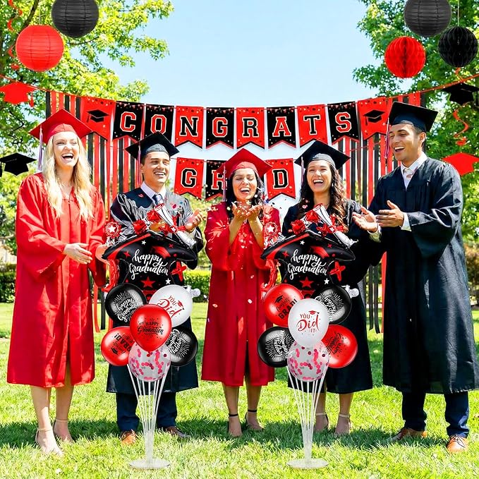 Jenaai Red and Black 27 Pcs 2026 Graduation Balloon Centerpiece - Image 6