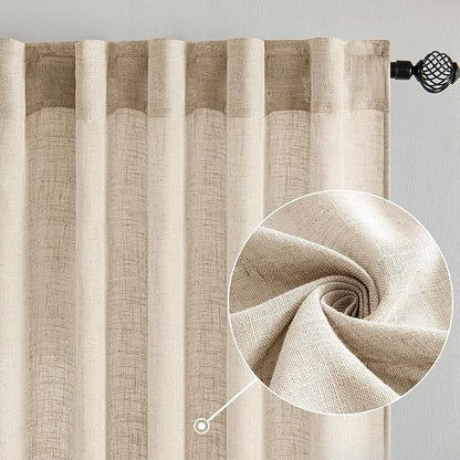 MIULEE Light Taupe Linen Curtains 52x90 Inch Long - Image 2