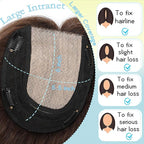 Hair Toppers for Women Real Human Hair, 360° 3D Toppers Pieces for Women with Thinning Crown Side Bangs 14 Inch Upgrade Big Basement (Medium Brown, 14 Inch Side Bangs)