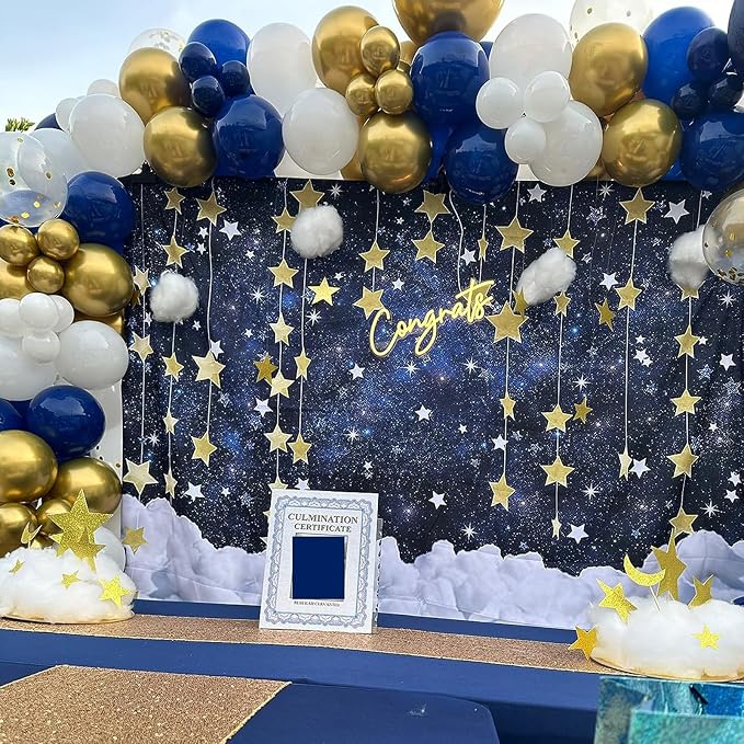 Navy Blue Gold Balloons, 60 Packs 12 Inch Dark Blue White Gold Metallic Chrome - Image 7