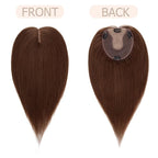 Hair Toppers for Women Real Human Hair No Bangs, 13 * 15 cm Larger Silk Base 150% Density Clip In Topper Hairpieces, Wiglet Top Pieces Add Volume -10 Inch 04 Medium Brown