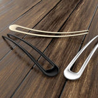 French Hair Pins Metal Hair Forks U Shaped Long Chignon 2 Prong Sticks for Women Hair Accessories (Black, Gold, Silver) 3Pcs