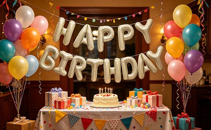 16In Cream White Happy Birthday Banner Beige Happy Birthday Letter Banner | - Image 4
