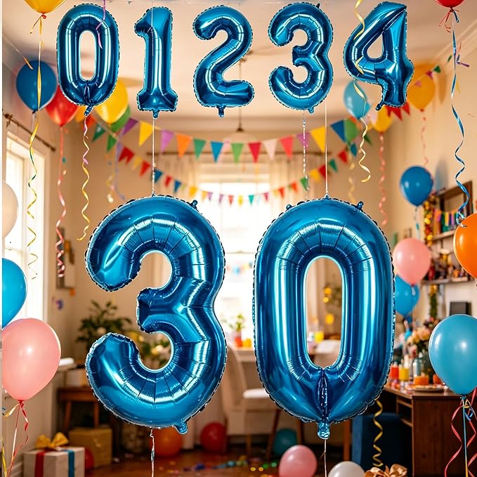 10 Pcs Number Balloons 32 Inch Blue 0-9 Number Mylar Foil Balloons Blue Custom - Image 5