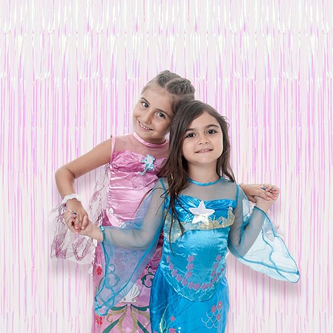 Voircoloria Iridescent Foil Fringe Backdrop Curtains, 2 Pack | Tinsel Streamers - Image 7