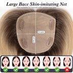starluck Hair Toppers for Women with Bangs, 5"*5.5"Large Coverage Ombre Light Blonde 100% Real Human Hair Toppers for Women with ThinningHair,Cover Gray Roots