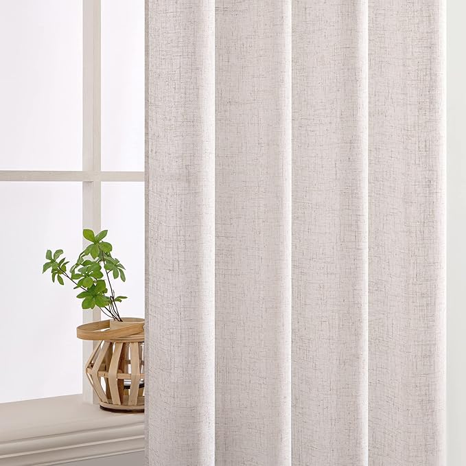 MIULEE White Linen Curtains 52x63 Inch Long 2 Panel - Image 5