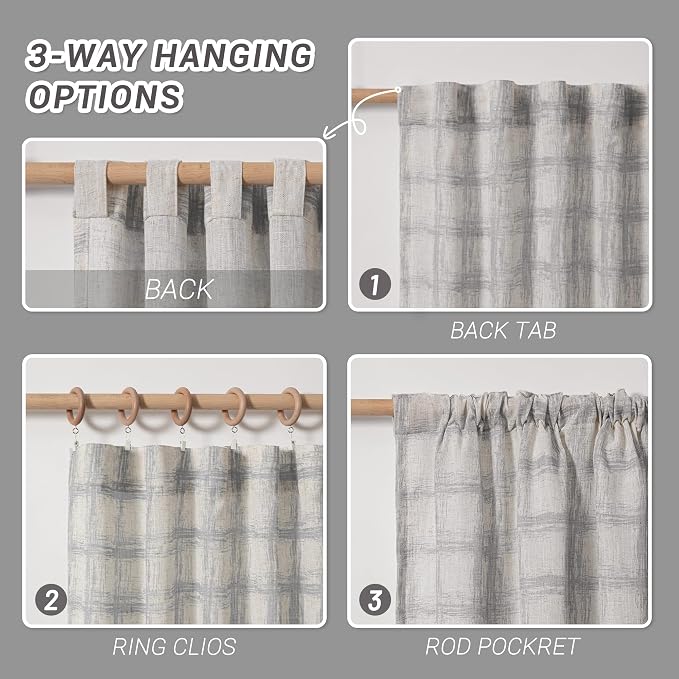 MYSKY HOME Linen Sheer Curtains 95 Inch Length - Image 4