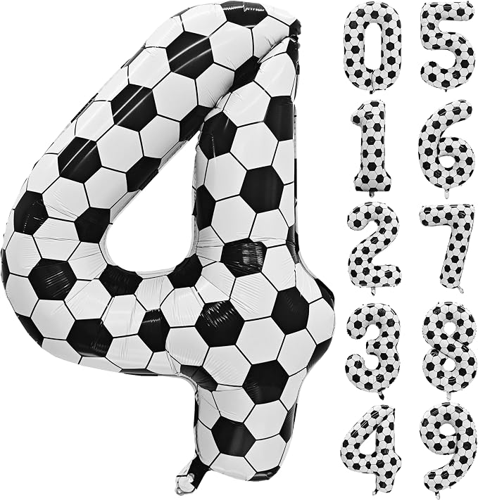 Black White Soccer Number 4 Balloon 4nd Birthday Decoration 40in 4 Balloon | by Exquisitehighqualitypartydecorationstomeetyoureveryneed%EF%BC%81