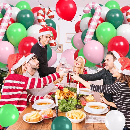 Christmas Balloons, Retro Green and Pink White Xmas Party Balloon - Image 4