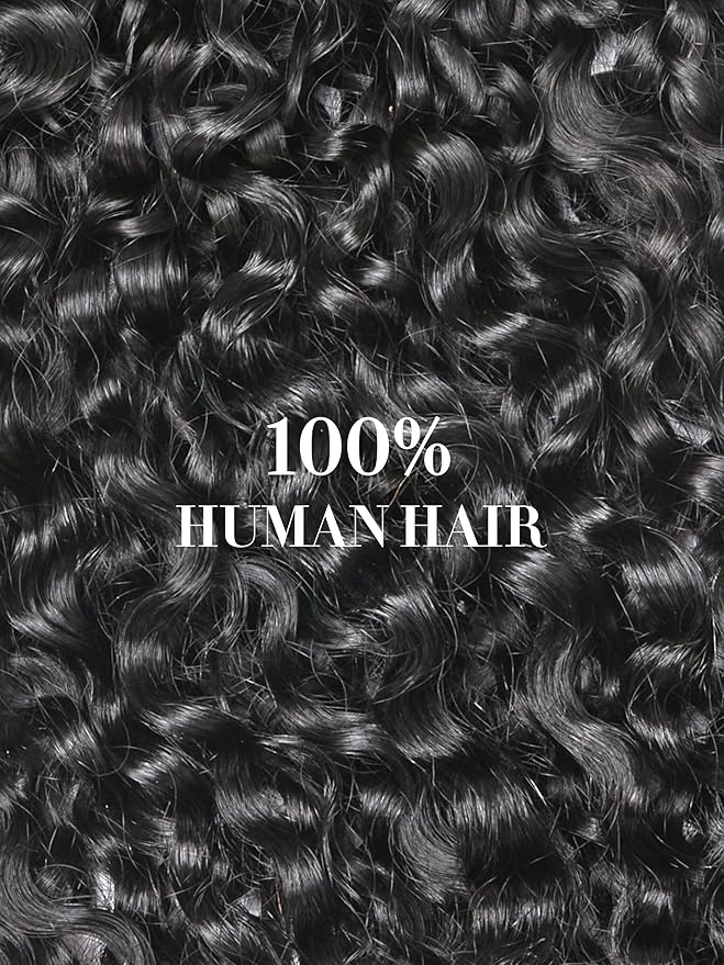 LUVME Burmese Curly Clip in Hair Extensions Real Human Hair Messy Curly Clip Ins Fullness with 2 Pack for Women Brazilian Remy Human Hair Natural Black 135g 14Inch