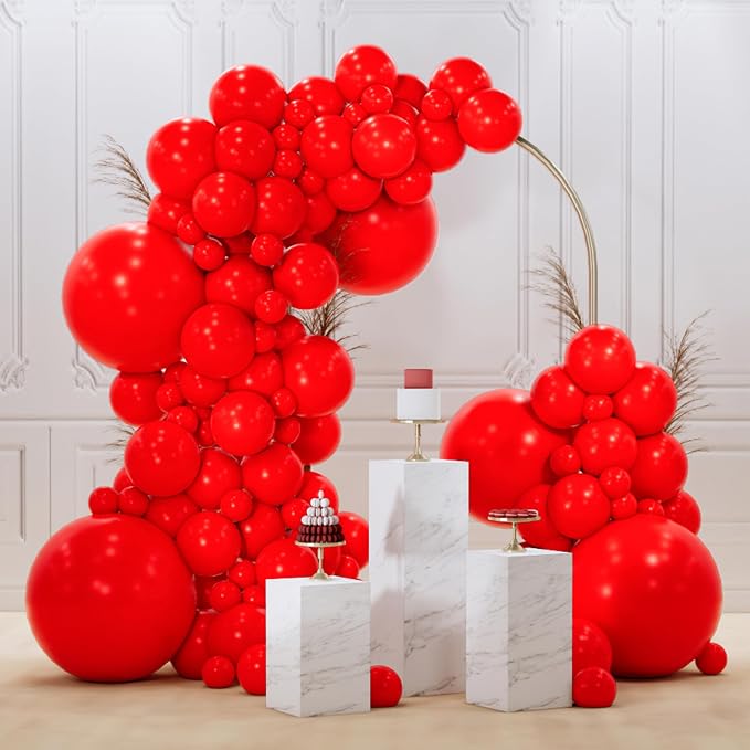 PartyWoo Red Balloons 145pcs Different Sizes of 18 12 10 5 Inch | Balloons by PartyWoo