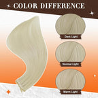 Full Shine Hair Extensions Clip in 14 Inch Hair Clip in Extensions Invisible Platinum Blonde Human Hair Short Extensions for Women Softness with Lace Weft 3 PCS 60 G