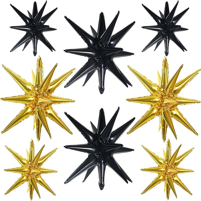 TONIFUL 8 Pcs Explosion Star Balloons Black and Gold Foil Party Decorations | 2 by TONIFUL