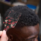 VOCOSTE Wide Tooth Afro Hair Pick Comb, Hair Styling Tool for Men Plastic Flower Pattern, 5.9 Inch