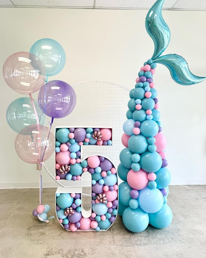 Paready Mermaid Balloons Set, 12Inch Pink Purple Balloon Purple Teal Blue - Image 4