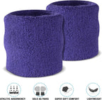 Suddora Sweatbands Set, Moisture Wicking 2 Wristbands and 1 Headband, Breathable Terry Cloth Athletic Bands for Basketball, Tennis, Yoga, Gym, Sweat Bands for Costumes and Cosplay