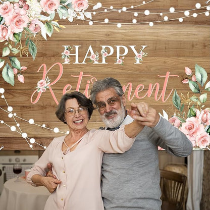 Mocsicka Rustic Retirement Backdrop Women Happy Retirement Party Decorations - Image 6