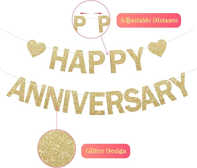 Happy Anniversary Glitter Banner - Image 5