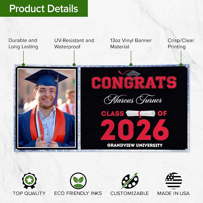 Graduation Banner, Personalized Graduation Class of 2026 Backdrop Decorations - Image 7