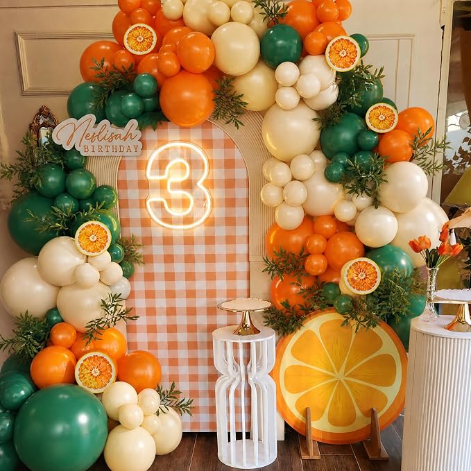 Orange Green Balloon Arch Kit for Little Cuties Baby Shower | 124Pcs Pastel - Image 2