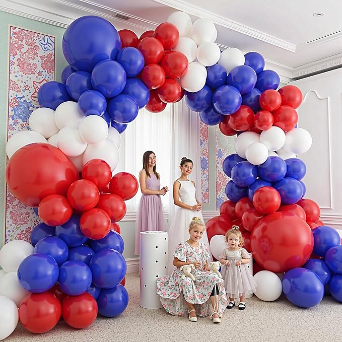 412Pcs Red White and Blue Balloons Garland Arch Kit, 5 10 12 18 inch Red White - Image 6
