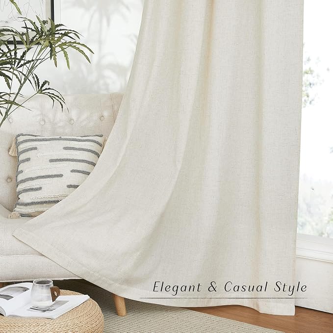 NICETOWN Flax Natural Linen 78 inch Curtains - Image 5