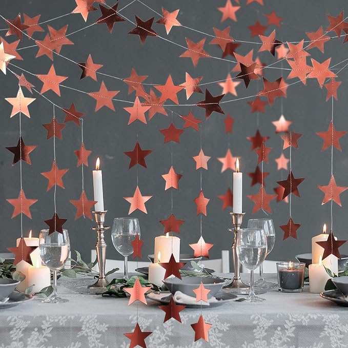 Spakon 65 Feet Glitter Star Paper Garland Banner Hanging Decoration Star - Image 4