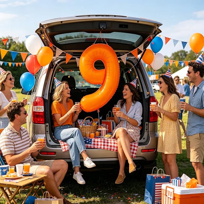 Fluorescent Orange Number Balloon 40 inch Giant Foil Helium Balloons Orange - Image 6