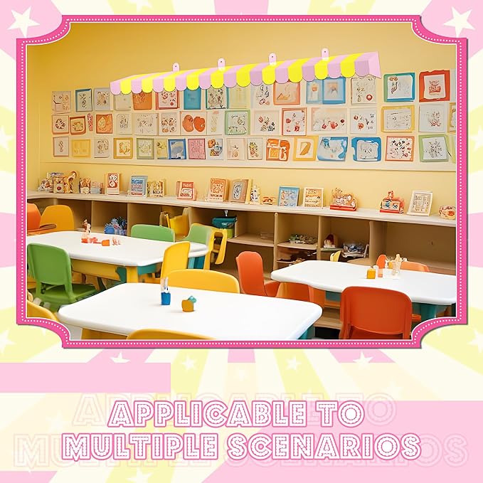 Boao 4 Pack Circus Awning Decoration 3D Stripe Cardboard Awning Carnival Wall - Image 5