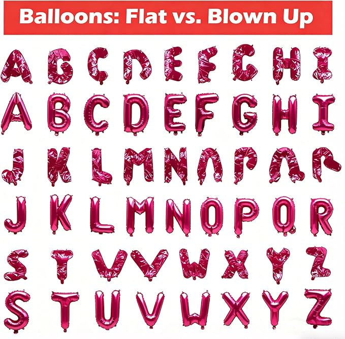 62 Pcs Hot Pink Letter Balloons, Custom 2 Set A-Z Set - Image 4