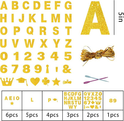 131 PCS Custom Banner 5" DIY Party Letter Banners Personalized Decor | Glitter - Image 2