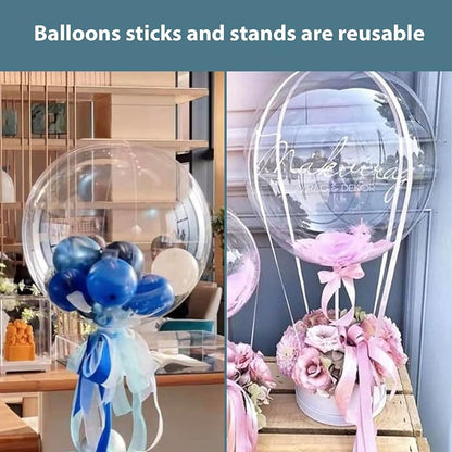 Clear Transparent Balloon Sticks and Stands set, reusable balloon sticks - Image 6