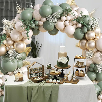 130Pcs Sage Green Gold Balloon Garland Arch Kit - Image 5