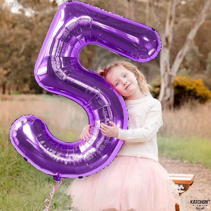 KatchOn Giant Purple Number 5 Balloon - Image 4