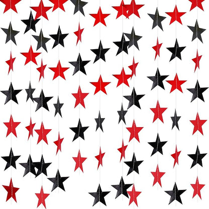 BEISHIDA Glitter Star Garland Banner Decor Black Red Hanging Decorations by Beishida