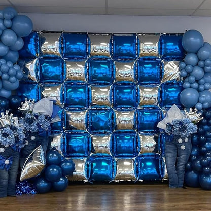 Metallic Navy Blue and Gold, Pearl Blue and Silver Double Sided Square Foil - Image 2
