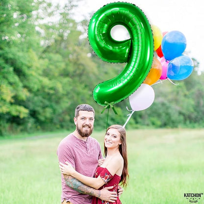KatchOn Dark Green Number 9 Balloon 40 Inch, Foil 9 Birthday Balloon | 9th - Image 8