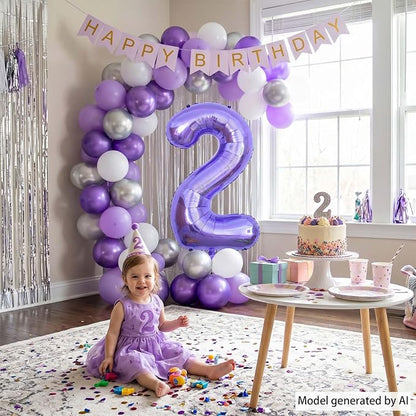 Purple Number 2 Balloon 40 Inch, Giant Lavender Mylar Foil Number 2 - Image 6