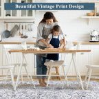 Area Mat for Living Room, 5'x8' Waterproof Vintage Print Floor Mat for Bedroom Kitchen, Stain Resistant Non-Slip Rug for Under Dining Table, Soft Floor Play Pad for Baby Spills, Pet Accidents