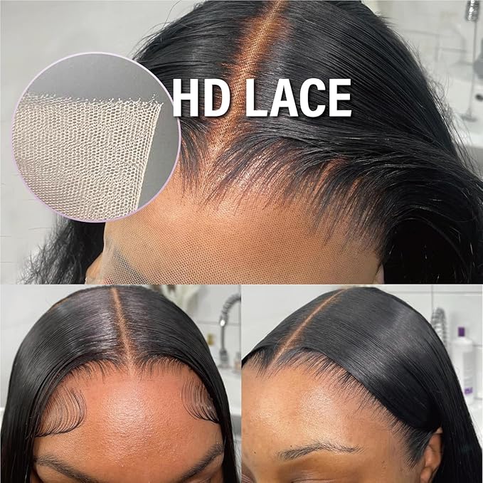 13x6 Body Wave Human Hair Lace Front Wigs180% Density HD Lace Frontal Wigs Human Hair Pre Plucked Body Wave Lace Front Wigs for Women with Baby Hair Black Color 22Inch