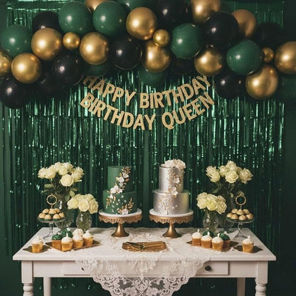 Dark Green Matte Foil Fringe Curtain Backdrop Party Decorations | 2 PCS 6.6×3.3 - Image 8