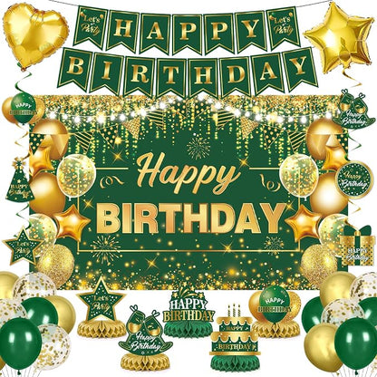 Green Gold Birthday Decorations Set by Unknown