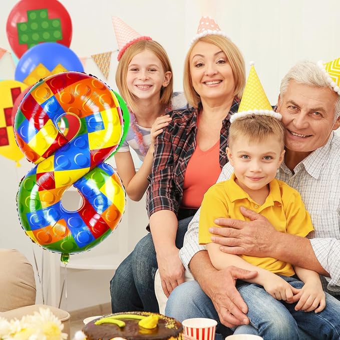 40 Inch Building Block Number Balloon Colorful Block Foil Balloons Block Themed - Image 5
